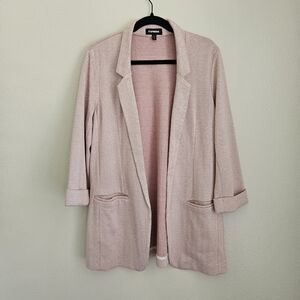 Express Stretch Blazer Jacket Open Front Pink Size L